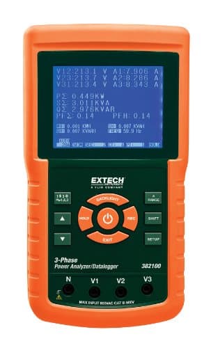 Extech 382100 1200A 3-Phase Power Analyzer/Datalogger