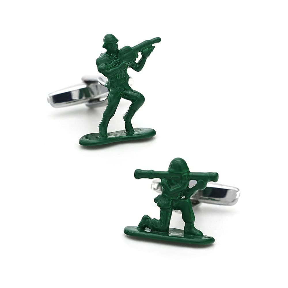 Cool Contra Cuff Links For Men Cartoon Soldiers Counter Strike Design Brass Material Green Color Cufflinks, Portable and good-looking cufflinks