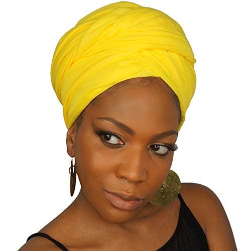 Stretch Head Wraps for Women | Extra Long Jersey Knit Turbans| Soft Cotton African Head wrap Scarf | CHARCOAL