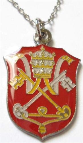 Holy See Vatican Coat of Arms Flag Catholic Pope Pendant Necklace w/Chain