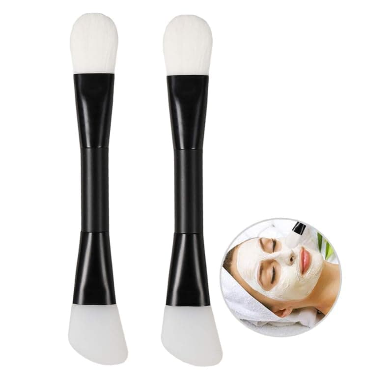 2PCS Face Mask Brush, Double - Ended Silicone Facial Mud Mask Applicator Brush, Soft Face Mask Beauty Tool Face Mask Applicator Brush (Black)