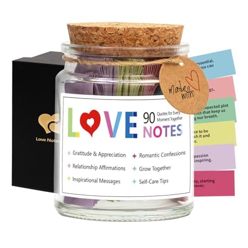 Qunrwe 90 PCS Love Notes Jar,I Love You Gifts for Him Her,Romantic Anniversary Birthday Engagement Wedding Long Distance Couple Gift for Women Men,Valentine's Day Gifts for Women Wife Girlfriend