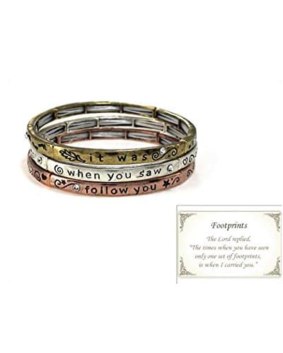 Jewelry Nexus Footprints in The Sand. Matthew 8:19 Inspirational Multi Layer Stretch Bracelet