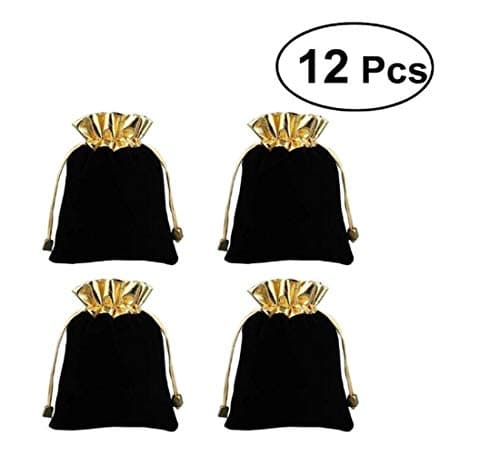 Chusea Simple Pratical Supplies 12 Pcs Drawstring Bag Bead Bracelet Necklace Storage Bag Jewelry Pack Red Velvet Gold Drawstring Bag