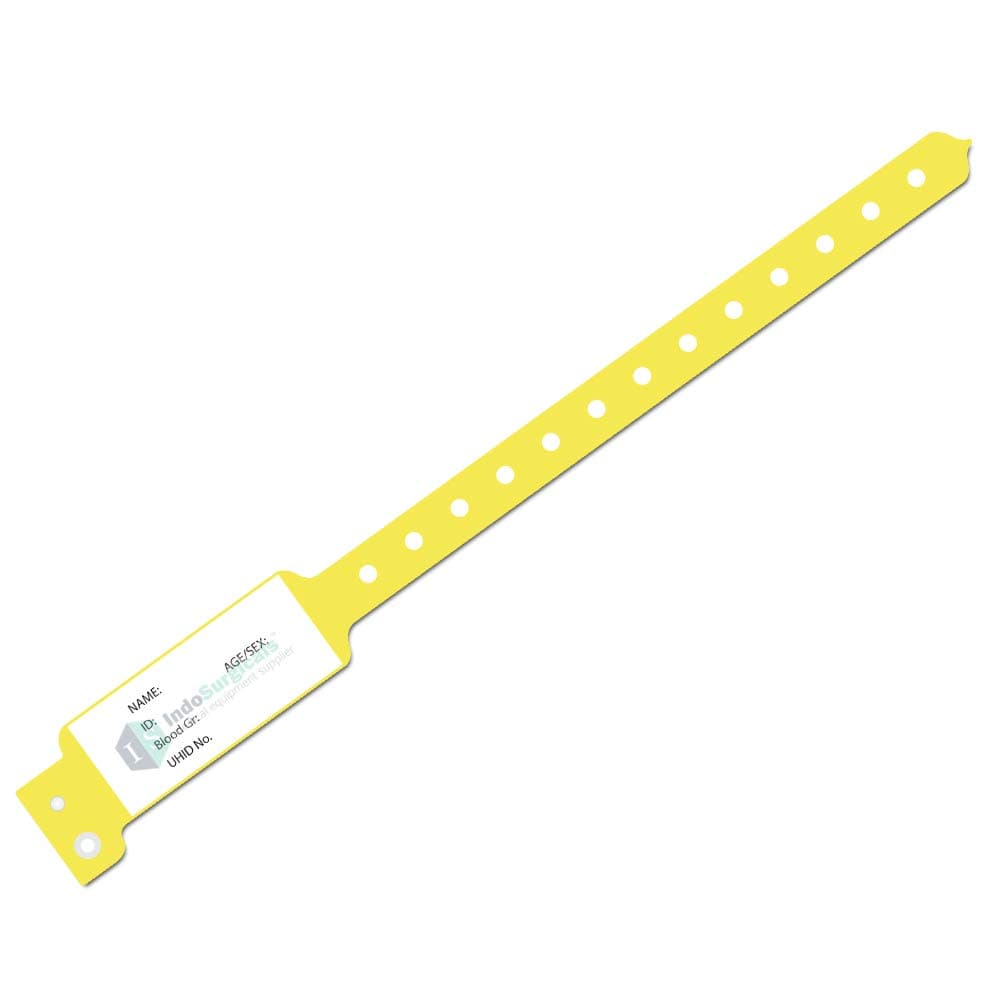 IS IndoSurgicals ID Band for Hospital, Patient Identification Band Adult, YELLOW Color (Pack of 100 Pcs.)