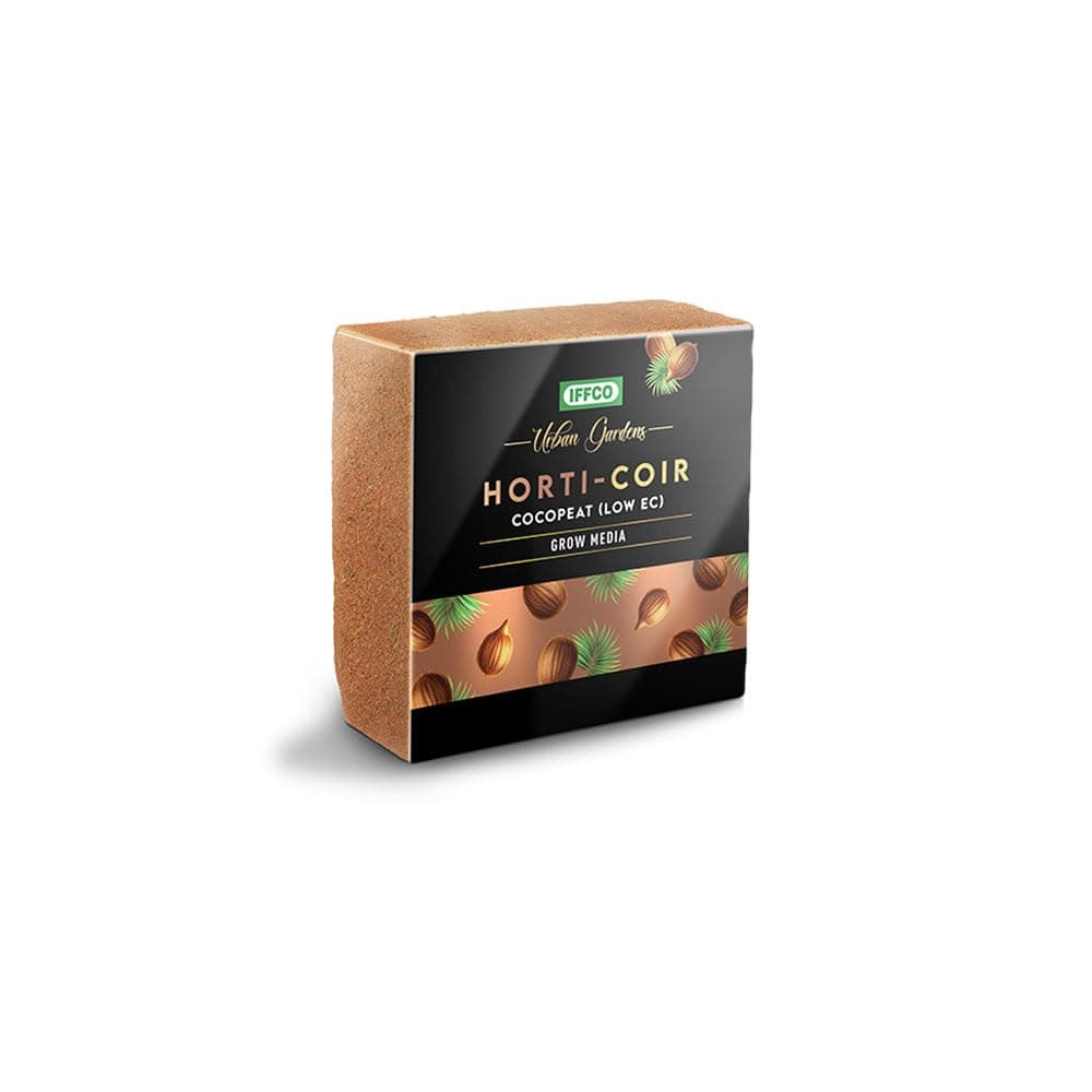 Horti Coir - 1 Kg - Cocopeat Block for Plants & Home Garden - Expand to 15 litres - Natural Coconut Coir Fibre - Low EC, Neutral pH - Export Quality