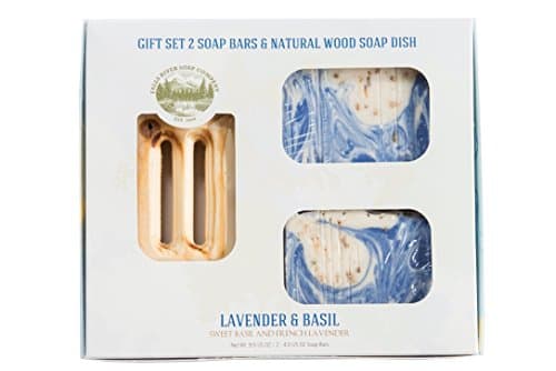 French Lavender Basil Soap Bar -handmade Organic with Essential Oils. Natural Moisturizing Body Soap for Skin and Face. With Shea Butter, Coconut Oil, Natural Glycerin