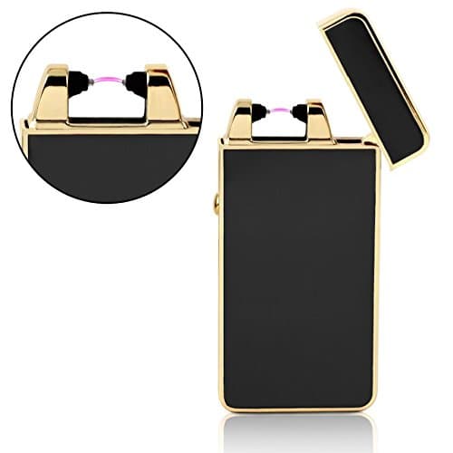 Electric Tesla Coil Lighter - USB Rechargeable - Butane Free - Flameless, Splash and Windproof (Black)