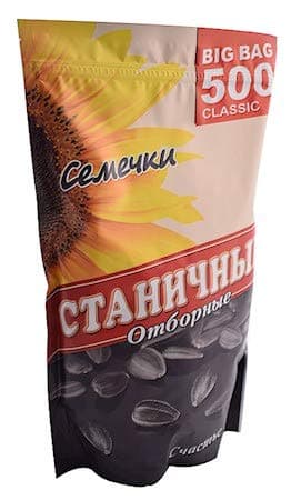 Stanichnye Roasted & Salted Sunflower Seeds, 17.7 Oz / 500g., Imported from Russia