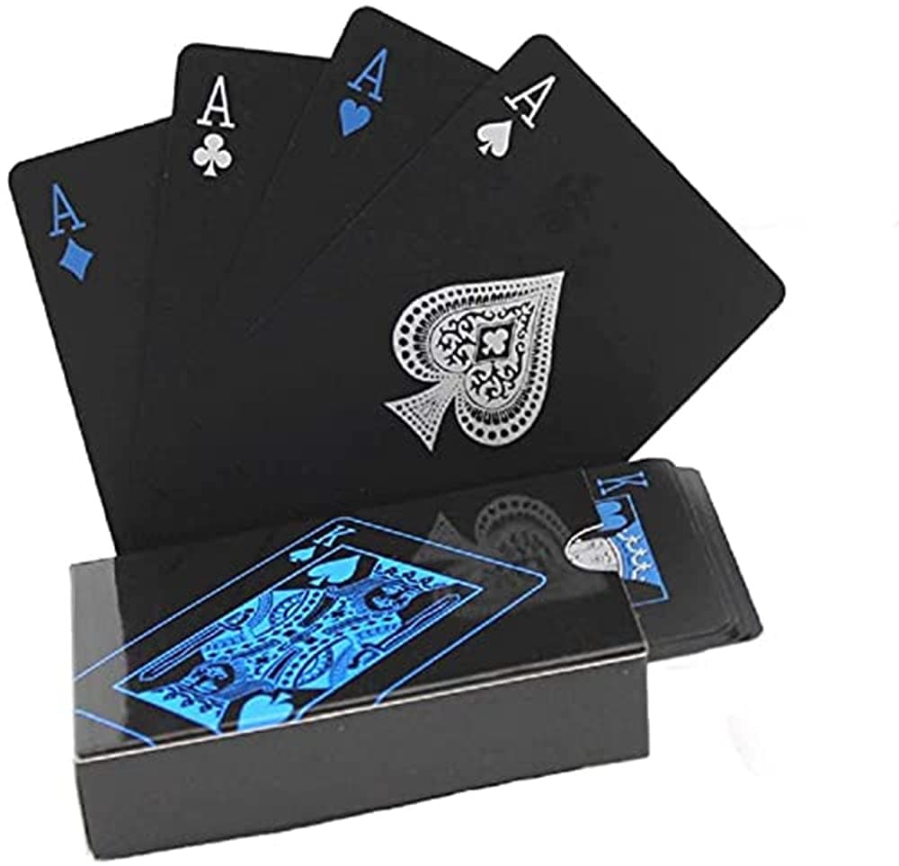 Ziranee Playing Cards Cool Black,54 Sheet Professional Deck of Cards Waterproof Plastic Standard Playing Cards Magic Poker Cards for Family Party BBQ Gatherings