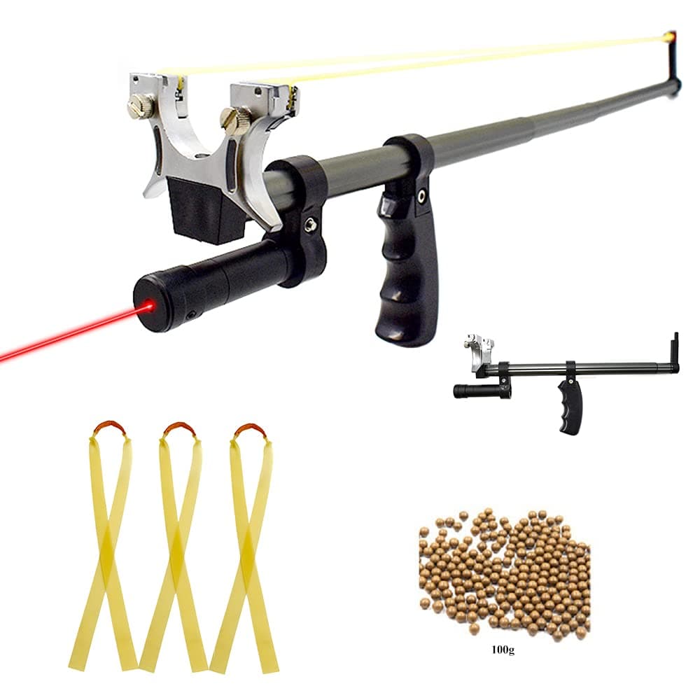 Piaoyu Slingshot, High-Precision Telescopic Slingshot, High-Power Rubber Band Slingshot and Red Laser Outdoor Hunting Catapult