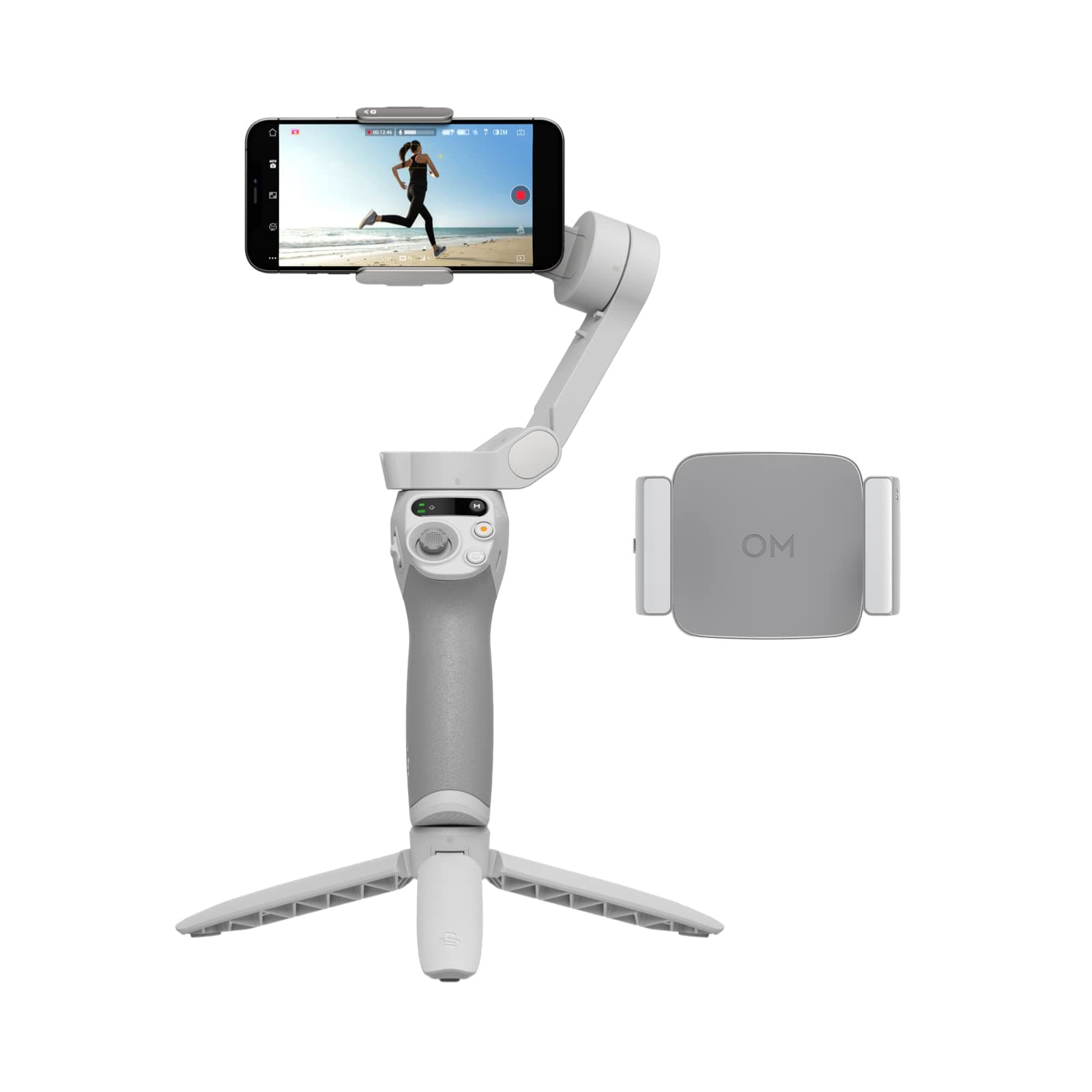 OSMO Mobile SE Fill Light Combo - Smart Stabilizer for Smartphone, Smartphone Clamp with Built-in DJI OM Auxiliary Light, Adjustable Brightness and Color Temperature, Accessories for Shooting in Low