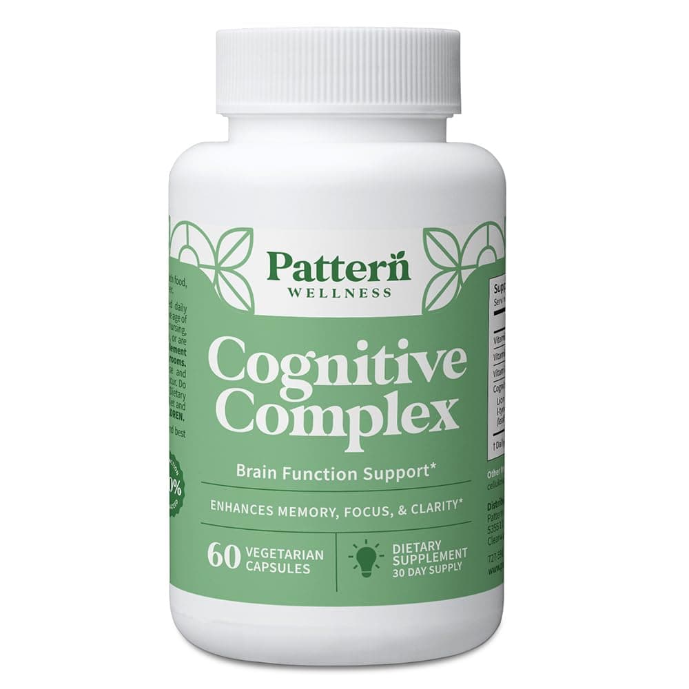 Pattern Wellness Cognitive Complex Supplement – Supports Brain Health & Mental Clarity – with Lion’s Mane, Bacopa & B Vitamins – 60 Vegetarian Capsules