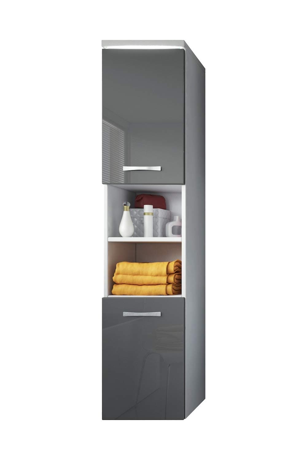 Badplaats B.V. Storage cabinet Paso 160cm height grey high gloss - Storage cabinet tall cupboard bathroom furniture