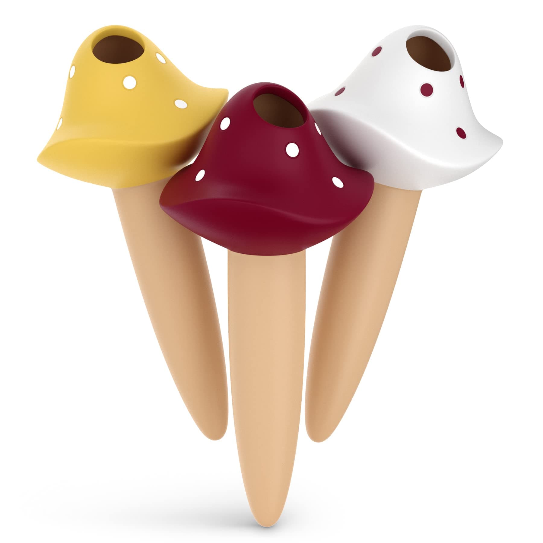 Blazin Indoor Plant Terracotta Watering Spikes | Mushroom Shape | Automatic Self Watering Stakes | Clay Plant Watering Spikes | 3pc Deluxe Set