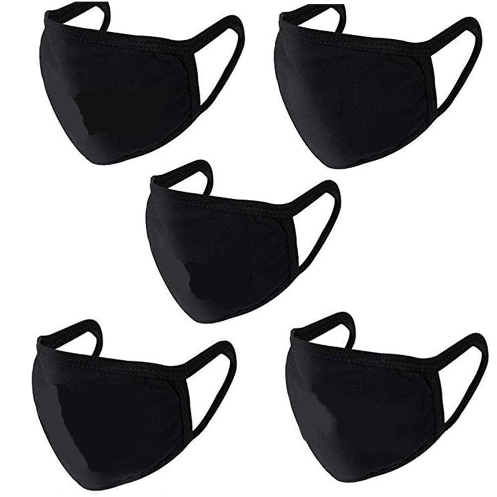 5 Pcs Cotton Face Masks. Fashionable Unisex Washable and Reusable cotton face masks