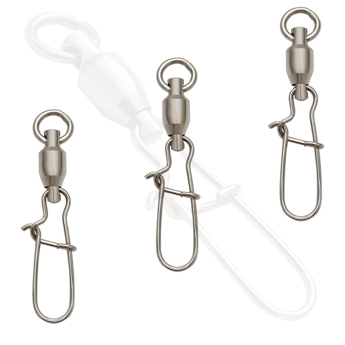 10/20 PCS Size 0#~8# High Strength Ball Bearing Swivel with Duo-Lock Snap Fishing Line Connectors