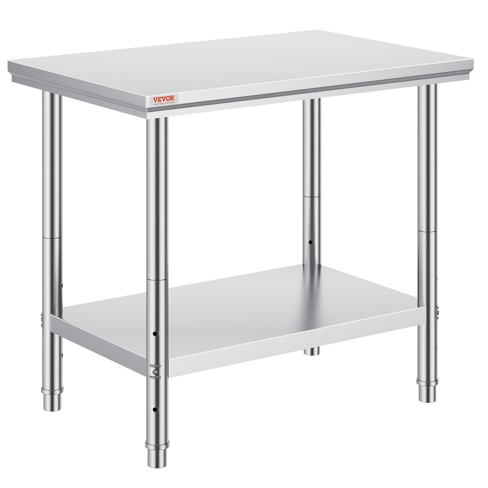 Vevor Stainless Steel 24 x 36 x 32 Inch Commercial Kitchen Prep & Heavy Duty Metal Work Table with Adjustable Feet for Restaurant, Home and Hotel : Industrial & Scientific