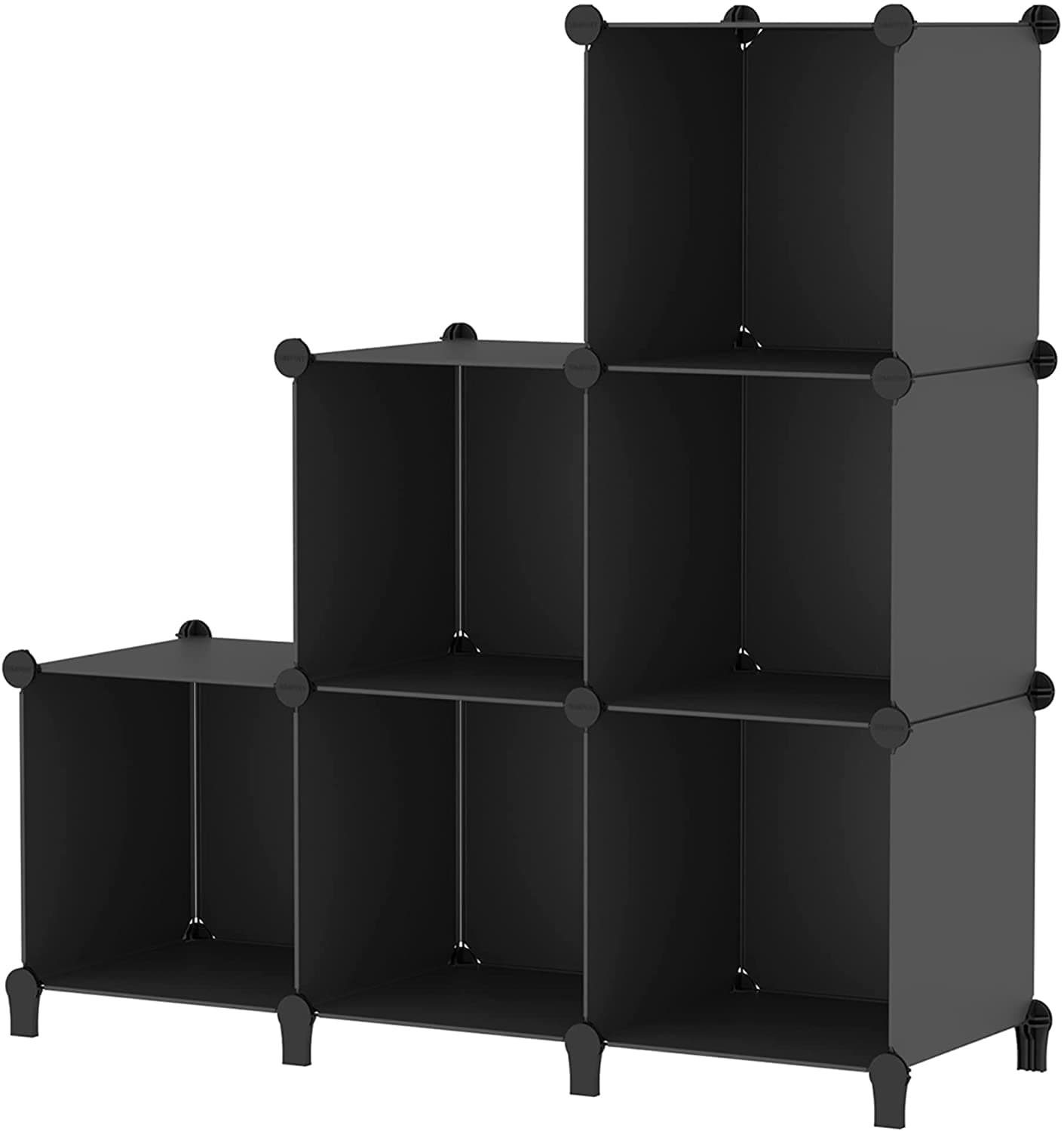 Eesyy6 Cube Storage Organizer, Shoe Cabinet Plastic Box Closet Shelves, Space Saving DIY Wardrobe Bookcase Bookshelf for Bedroom, Office, Dorm Room-Black