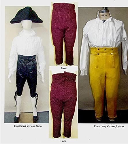 Men's Narrow Fall Breeches Pants 1790-1820 Laughing Moon Sewing Pattern 127