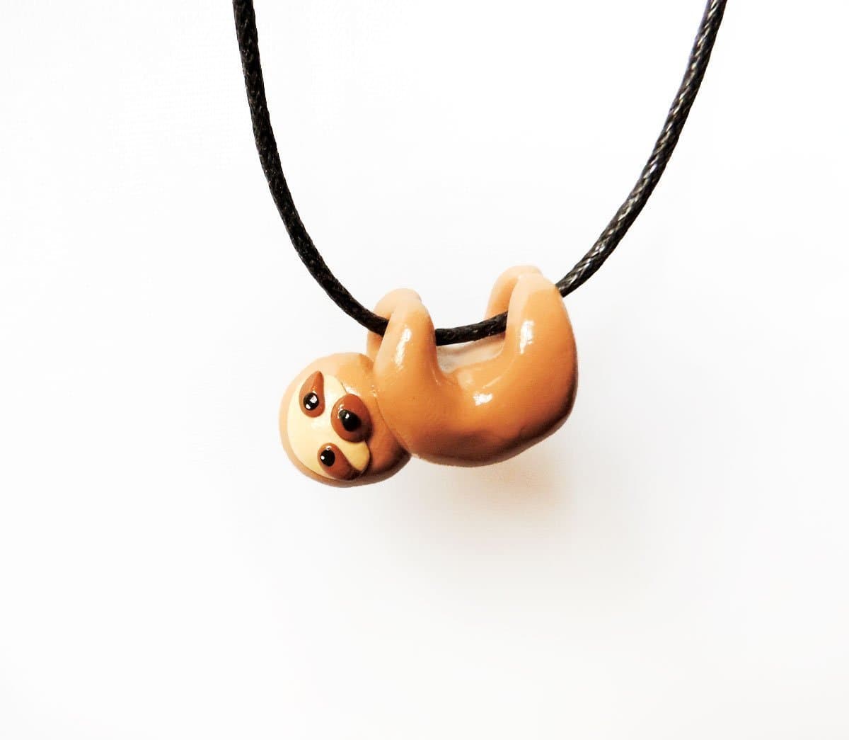 Cute Hanging Sloth Necklace - Handmade Polymer Clay Charm