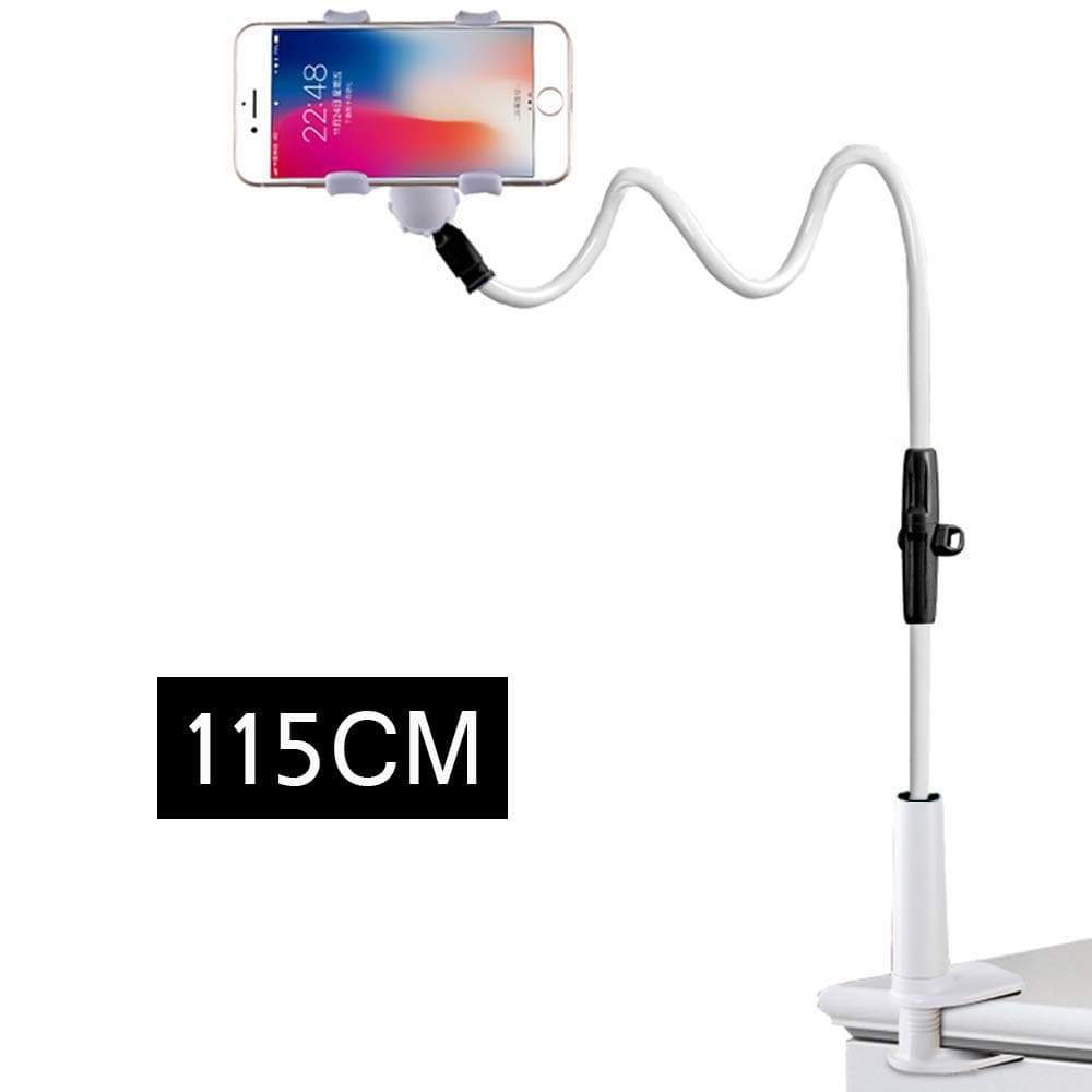 Enllonish 115cm Cell Phone Holder,Phone Holder Clip Lazy Bracket Flexible Gooseneck Clamp Long Arms Mount for Smart Devices, Fit On Desktop Bed Mobile Stand for Office (Black)