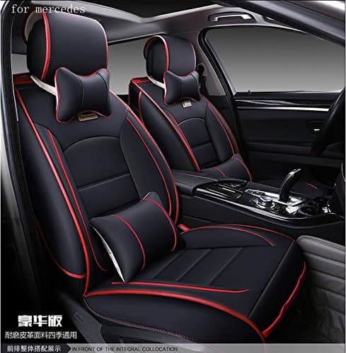 Waterproof Soft Pu Leather Front and Rear Full Seat Covers For Mercedes Benz W203 W204 W211 ML300 (BLACK)