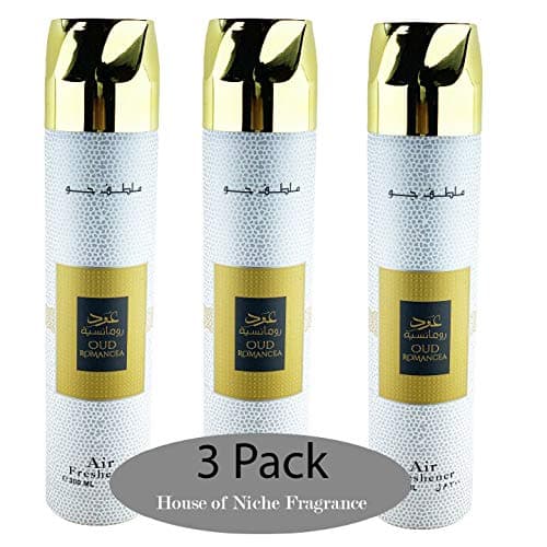 Variety of Arabic Air Freshener 300ML Incense for Interior 3 Pack + Free Bakhoor (Oud Romancea)