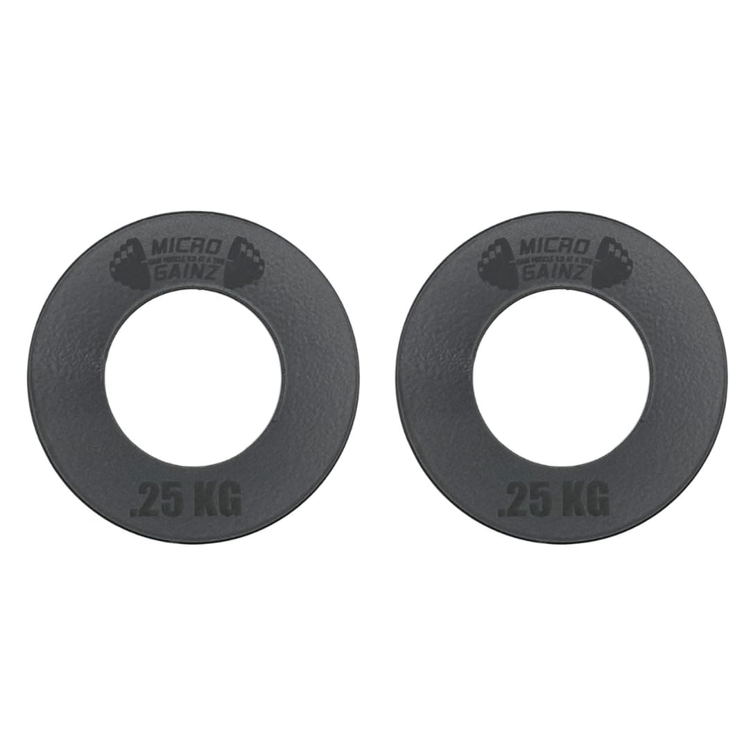 Micro Gainz Kilogram Fractional Weight Plate Set of 2 Plates, .25KG, .50KG or 1KG, Plate Set Designed for Olympic Barbells & Strength Training, Made in USA
