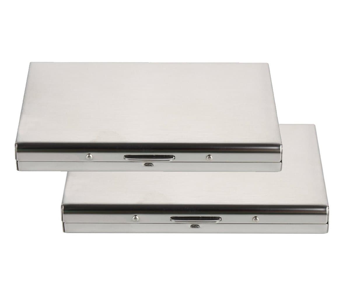 PeepalComm Pocket Stainless Steel & Metal Business Card Holder Case ID Credit Wallet - Luxury Silver Case Cover Unisex Card Wallet (2pcs)