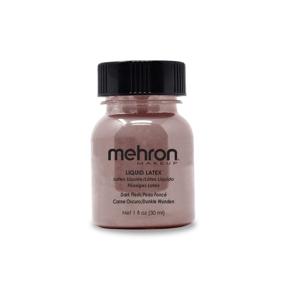 Mehron Makeup Liquid Latex | SFX Makeup | Halloween | Latex Glue for Skin | Prosthetic Glue 1 fl oz (30 ml) (Dark Flesh)