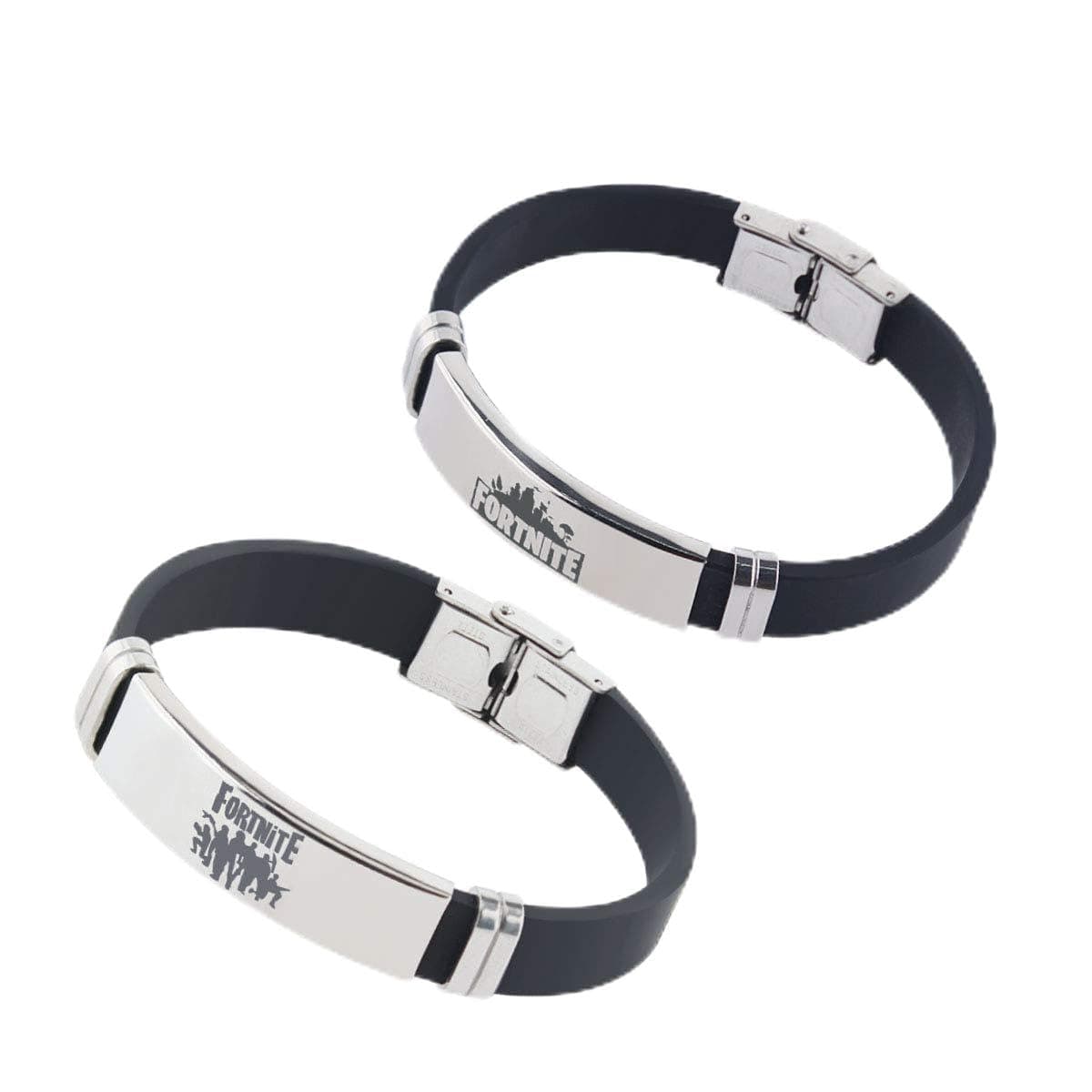 Birsppy GeeVen Bracelets Stainless Steel Silicone Wristband with Adjustable Waterproof Antirust for Teens Women Men Couple Bracelet (2 Pack)