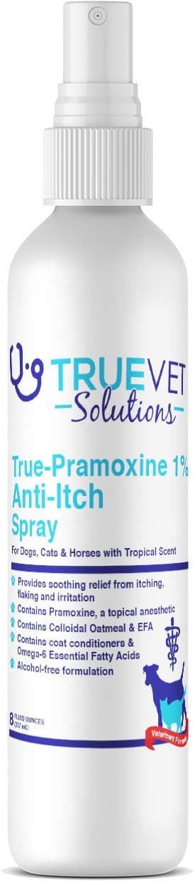 TrueVetUSA Pramox 1% Anti-Itch Spray for Dogs & Cats, w/Pramoxine, Oatmeal & EFA for Itching, Flaking & Irritation, 8 oz