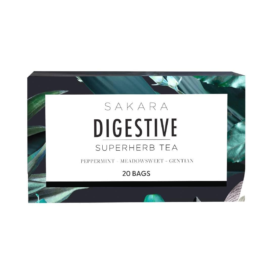 Sakara Digestive Tea, 20 Bags - Organic Peppermint Tea Bags, Digestive Health Mint Tea, Herbal Tea for Bloating, Caffeine Free Tea Bags
