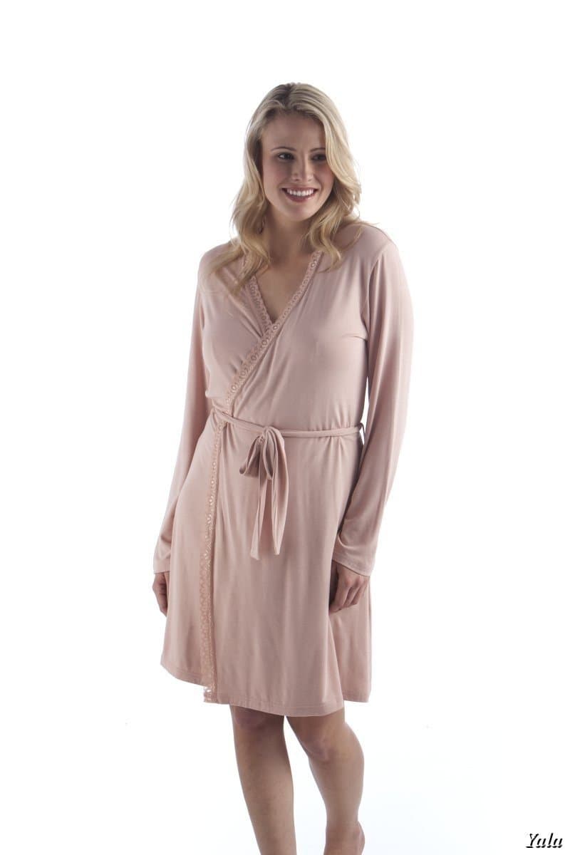 Bamboo Dreams Womens Sweetly Lace Robe Large Blush
