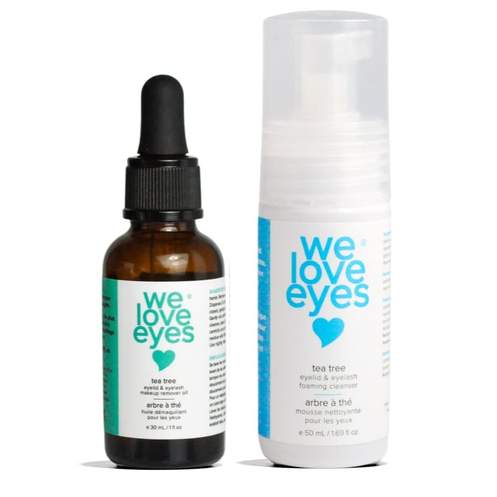 We Love Eyes - All Natural Tea Tree Eyelid Makeup Remover Set (Makeup Remover 30 ml & Foaming Cleanser 40 ml) remove foundation liquid moisturize wash eyelashes. Paraben & Sulfate Free - Made in USA