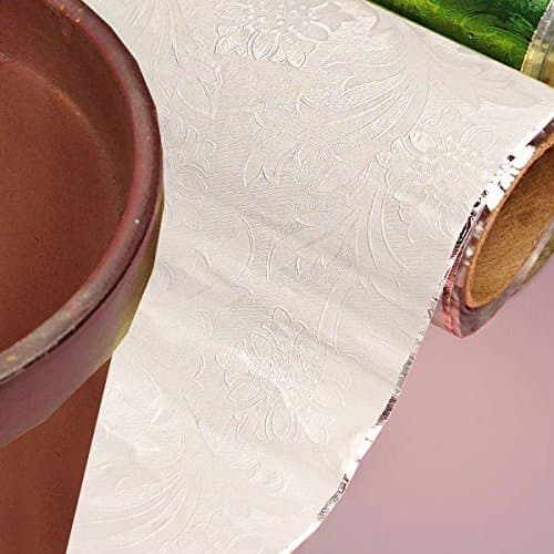 Premium Floral Foil Wrapping Paper - 20 Inches By 10 Yards (White)