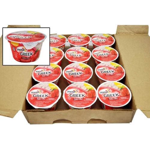 Yoplait Greek Blended Strawberry Raspberry Yogurt, 5.3 Ounce - 12 per case.