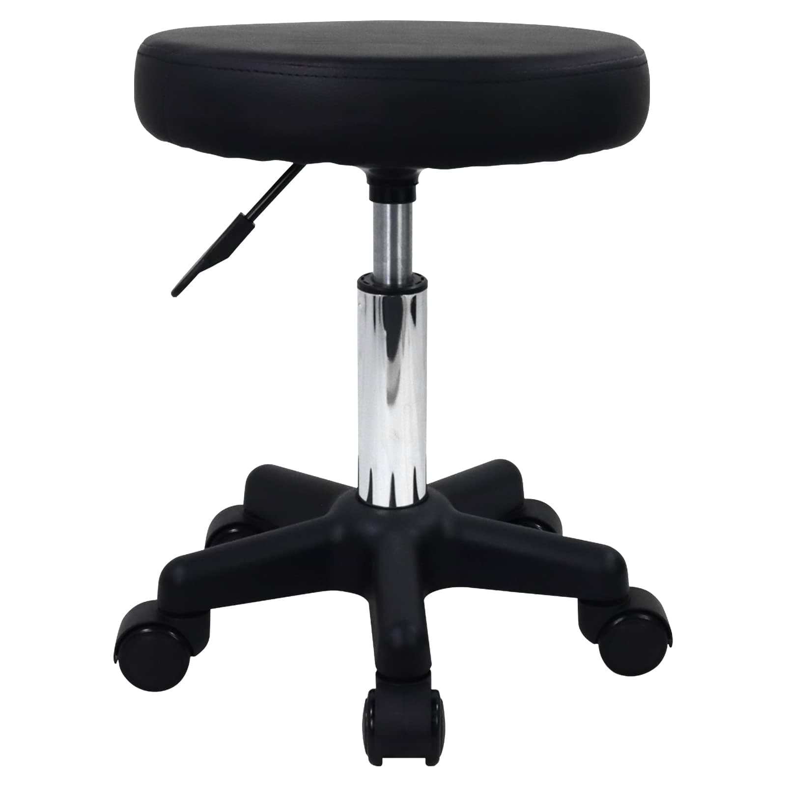 Round Rolling Stool with Wheels Height Adjustable Spa Stool for Salon Massage Home Kitchen Black
