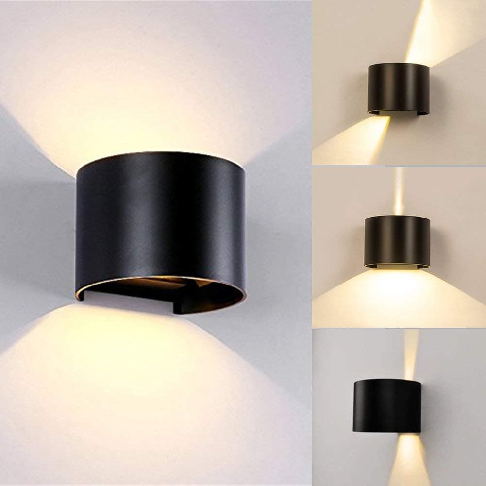 Aipsun 12W LED Modern Wall Sconce IP54 Waterproof Up and Down Design Adjustable Wall Mount Light for Outdoor Corridor Exhibition Hall Garden Hotel Gallery Park Outside Decoration (Black,Warm White)