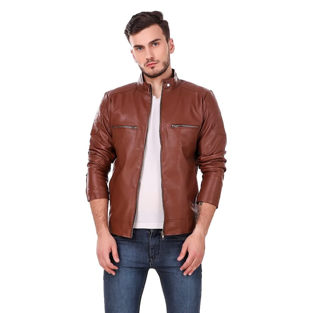 Men's Solid Biker Jacket