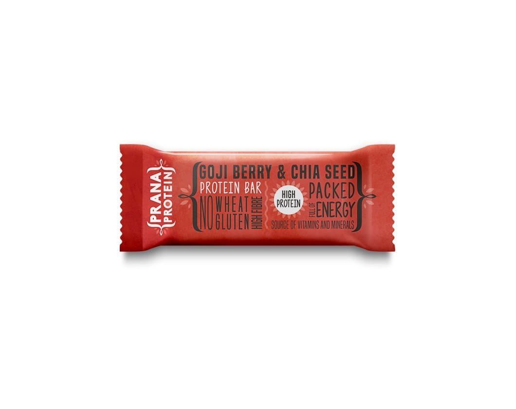 Prana Protein | High Protein High Fibre Wholefood Bars Source Of Vitamins And Minerals 45g - 12 Pack | 20% Protein (Goji Berry and Chia Seed)