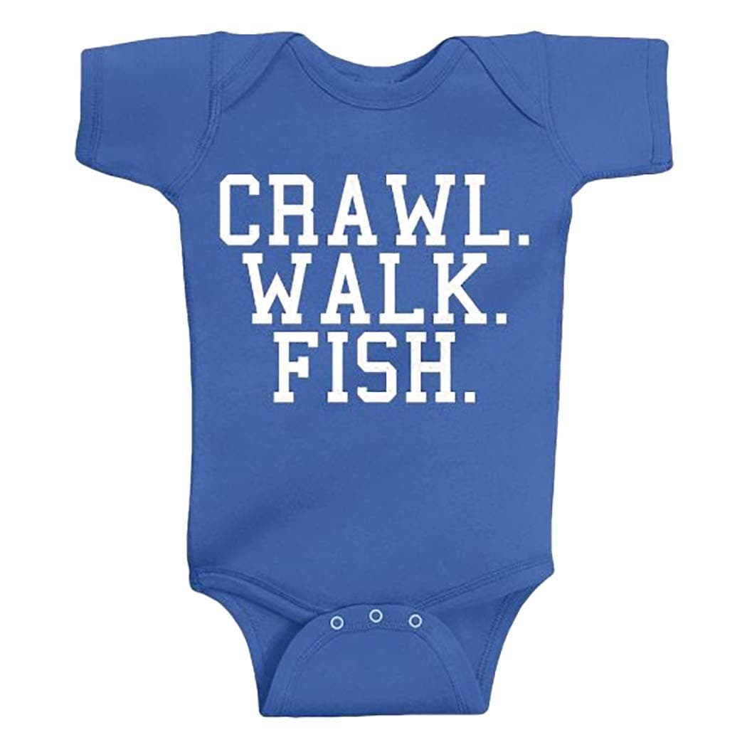 Southern DesignsCrawl Walk Fish Baby Onesie - Funny Baby Clothing for Future Fisherman Royal Blue …