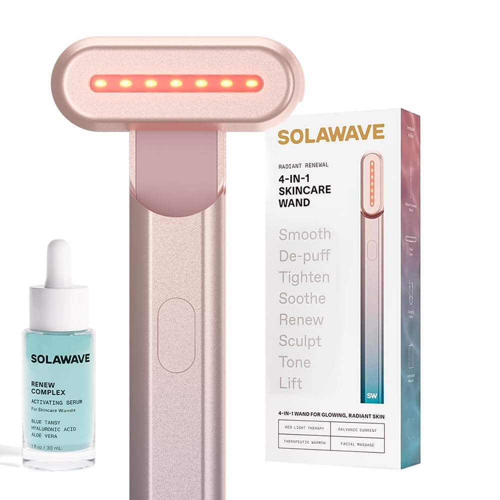 Solawave 4-in-1 Radiant Renewal Red Light Therapy Wand & Renew Complex Activation Serum | Beauty Device for Face & Neck | Serum Boosts Anti-Aging Effects, Reduces Wrinkles, Dark Circles & Puffiness