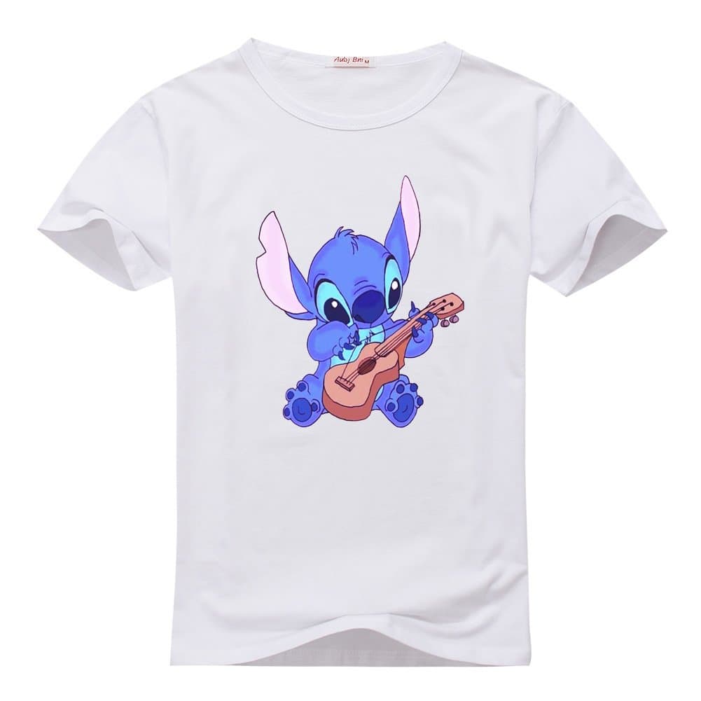 SteveReagan Womens Lilo And Stitch Cartoon White T-shirts Size M