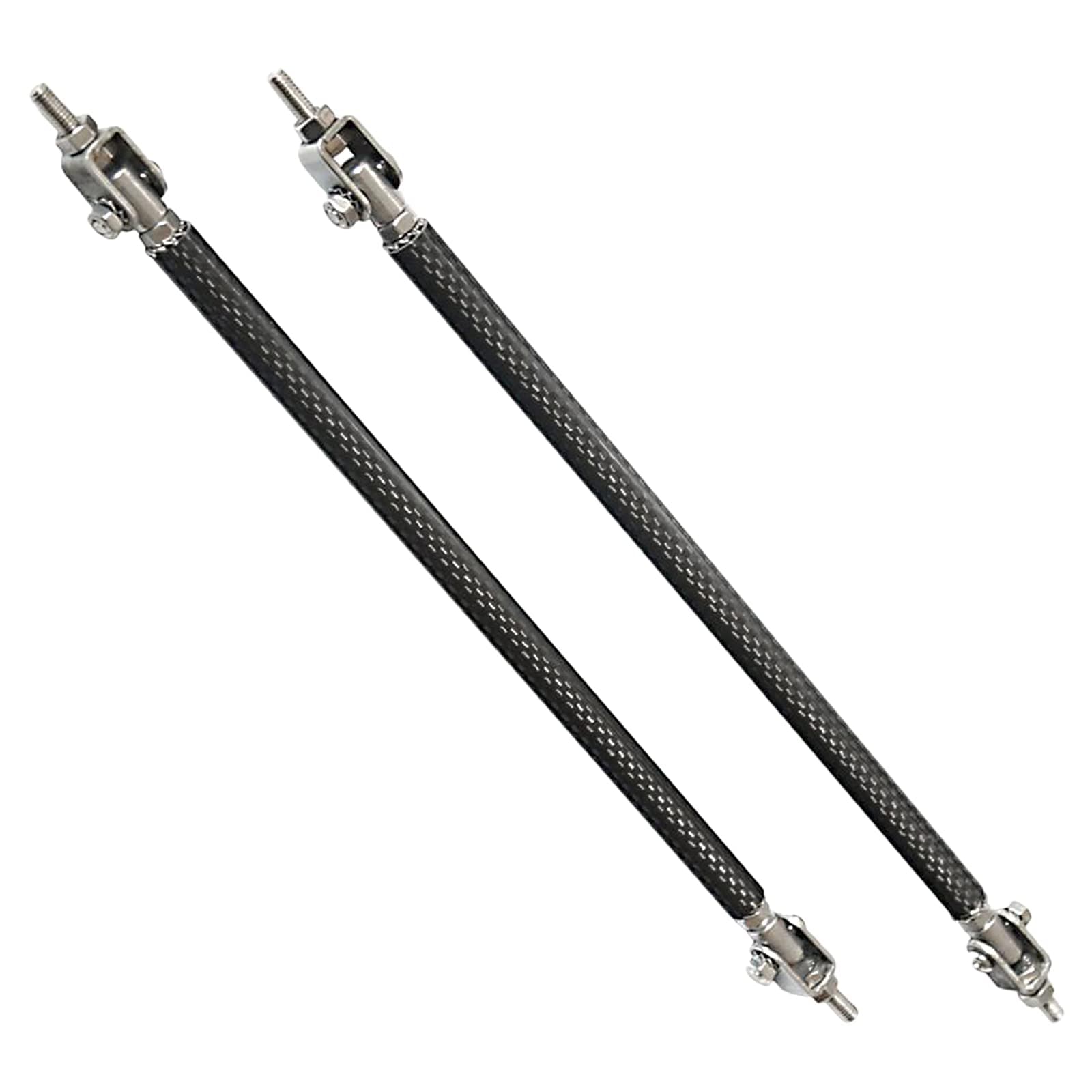 2PCS Adjustable Carbon Front Black Bumper Lip Splitter Strut Rod Tie Support Bars Replacement fit for Universal 150mm/5.91”