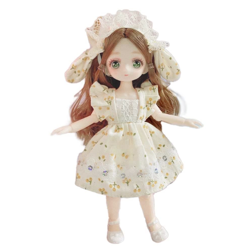 Anime BJD Doll 1/7 SD Dolls 9 Inch 18 Ball Jointed Doll DIY Toys with Clothes Outfit Shoes Non-Adjustable Hair Makeup,Best Gift for Girls Kids Children -Rita