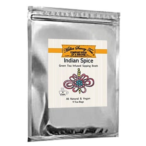 Millie's Savory Teas Travel Pack (2 Packs/Bags) - All Natural and Vegan Spices Infused in Green Tea - Low Calorie Low Carbohydrate Drink or Snack Food (Indian Spice)