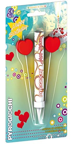 Trafalgar, Indoor Ice Fountain Birthday Celebration Party Event Time Firework Bonfire Night Fantastic Sparklers Cake Sparkle Hand Held Candle with 2 x Heart Candles