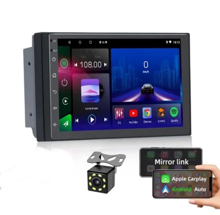Xytronics 7Inch Android player 10, USB OUX SD IN Mirror link GPS Navigation Function AHD camera Bluetooth Ultra Smooth Responsive Touch Function FM Radio Function In built 2GB RAM And 32GB CarPlay